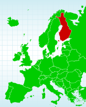 map of europe with finland highlighted in red