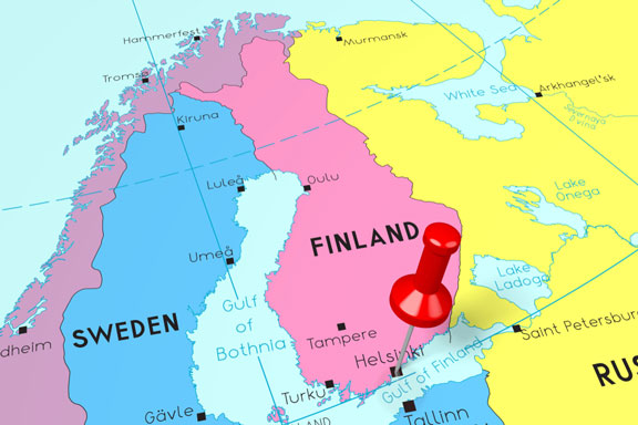 location of Helsinki, capital of Finland