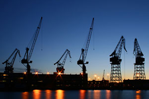 Helsinki shipyard at night